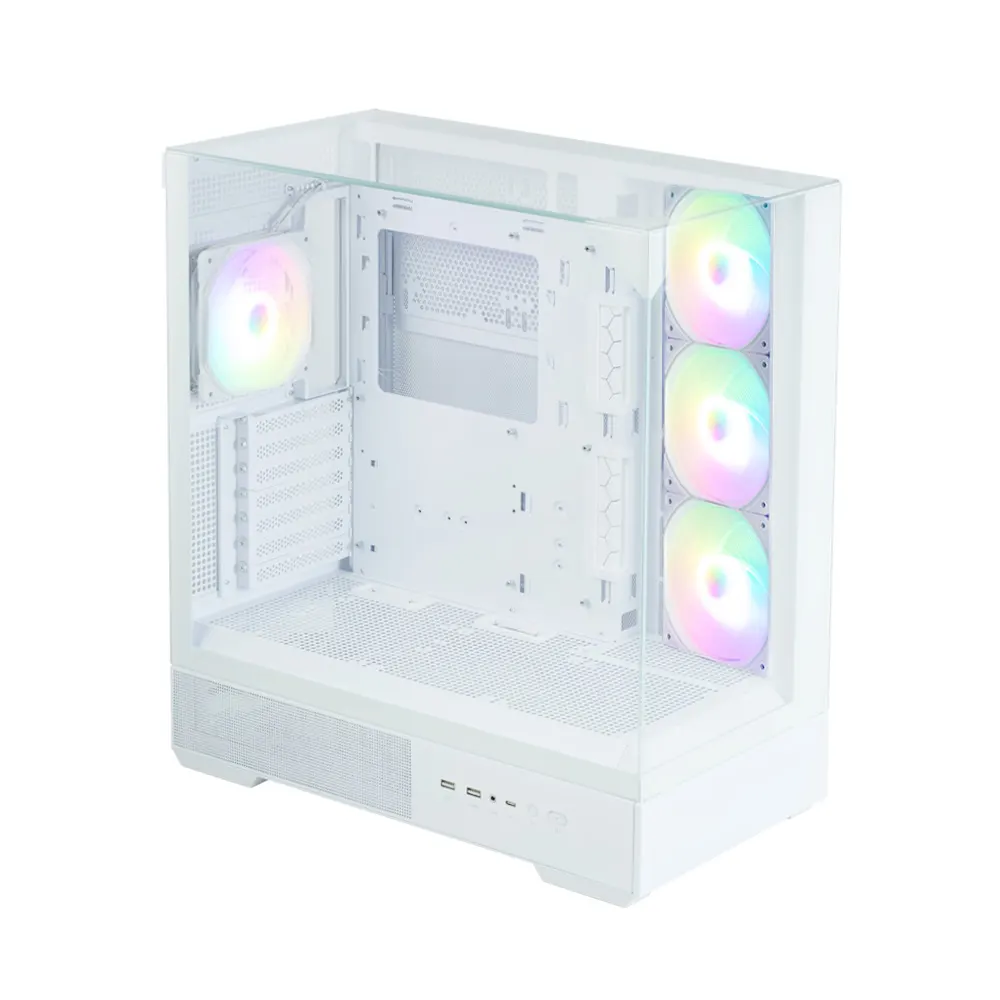 ქეისი Zalman PC case P40 Prism without PSU, 2xUSB3.0, 1xUSBType-C, 1x120mm ARGB, VGA 420mm, LCS ready, TG 3x Panels, ATX, white