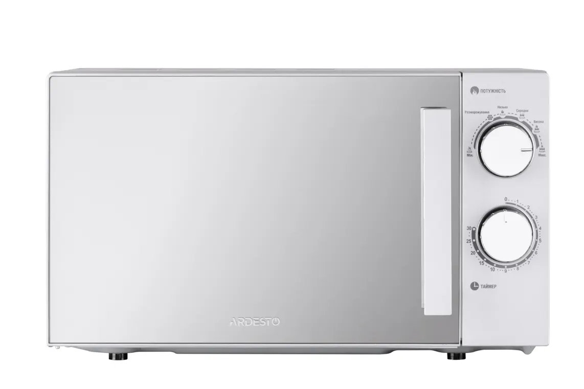 მიკროტალღური ღუმელი ARDESTO Microwave oven, 20L, mechanical control, 800W, handle opening, silver