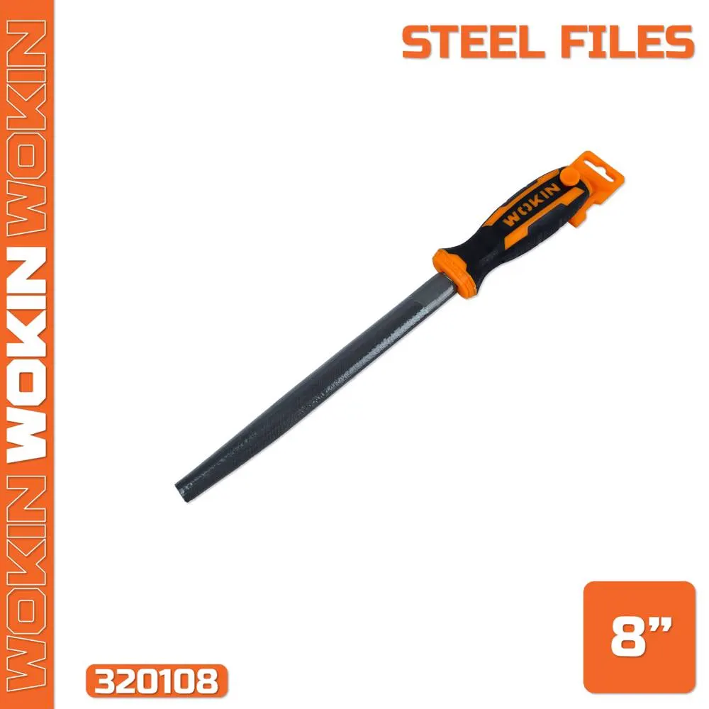Wokin 320108, 8\", Steel Files, Black/Orange