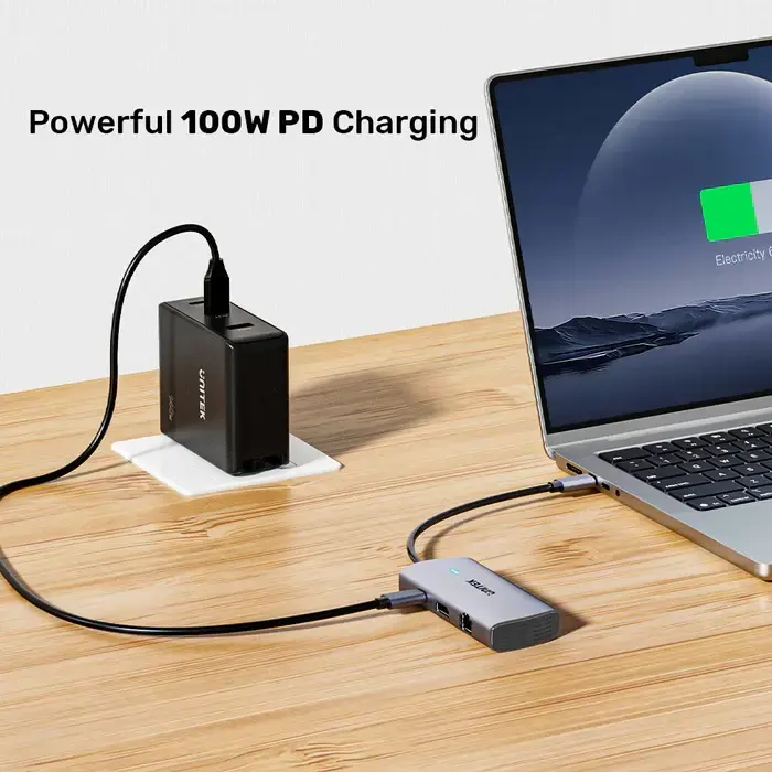 Type-C ჰაბი D1113C, UNITEK, USB HUB, 6-in-1 USB-C 5Gbps Hub.