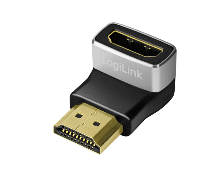 ადაპტერი Logilink AH0005A HDMI adapter A/M to A/F 90° angled 8K/60Hz Black/Grey