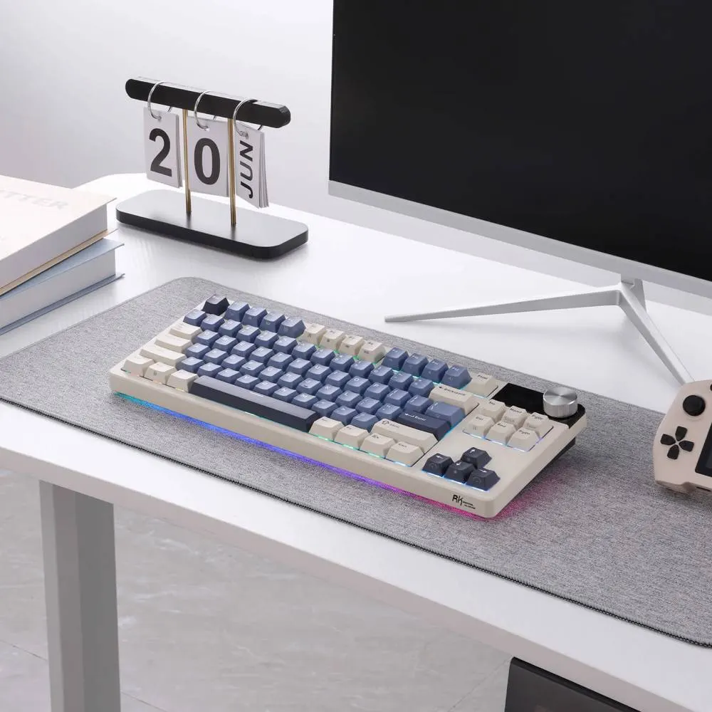 კლავიატურა Royal Kludge RK S85 RGB Mechanical Keyboard, Cloud switch, Hot Swappable, Wireless, Type-C, Bluetooth, 2.4GHz, Horizon Blue