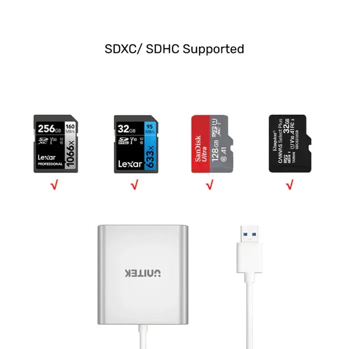 Y-9313, UNITEK, USB Adapter, USB3.0 5 Gb to Micro SD/SD/CF Card Reader.