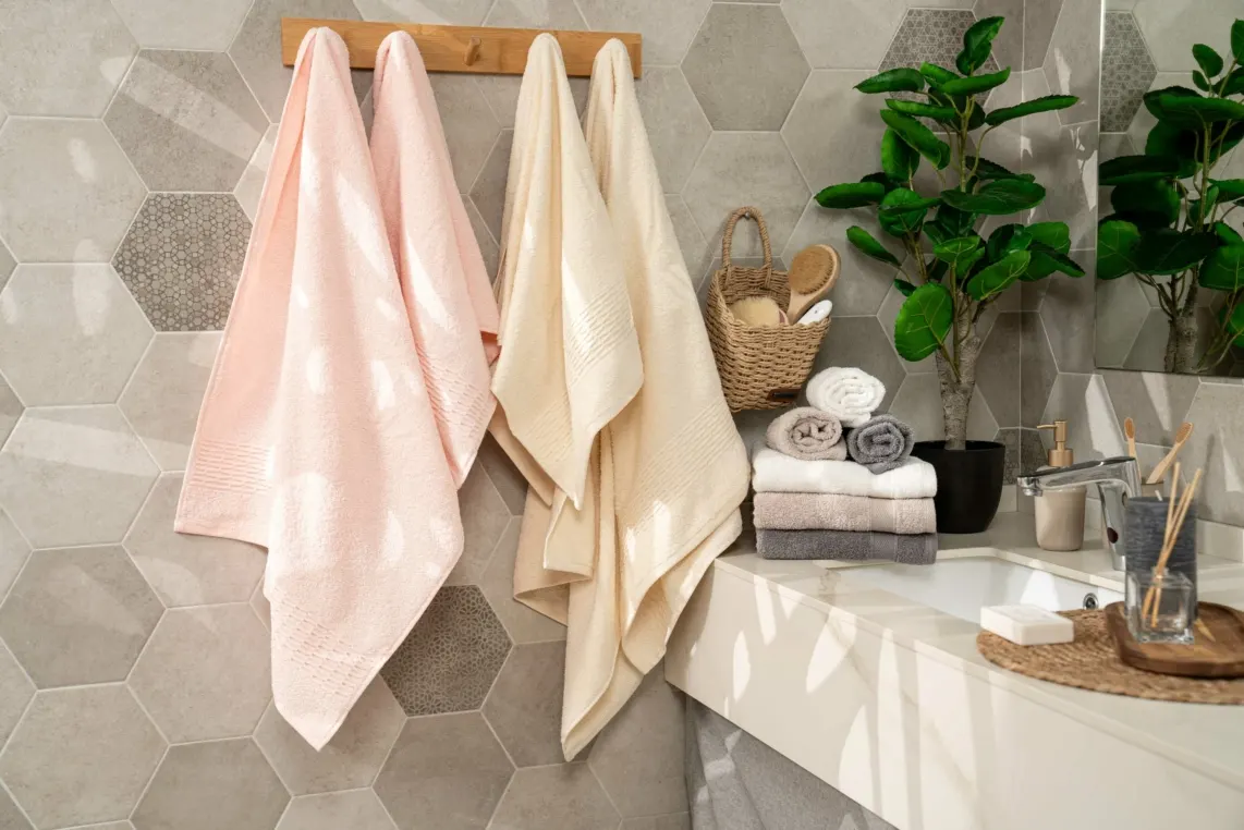 პირსახოცი Ardesto Terry towel set Lotus, 50x90cm, 70x140cm, 2pcs, 100% cotton, ivory