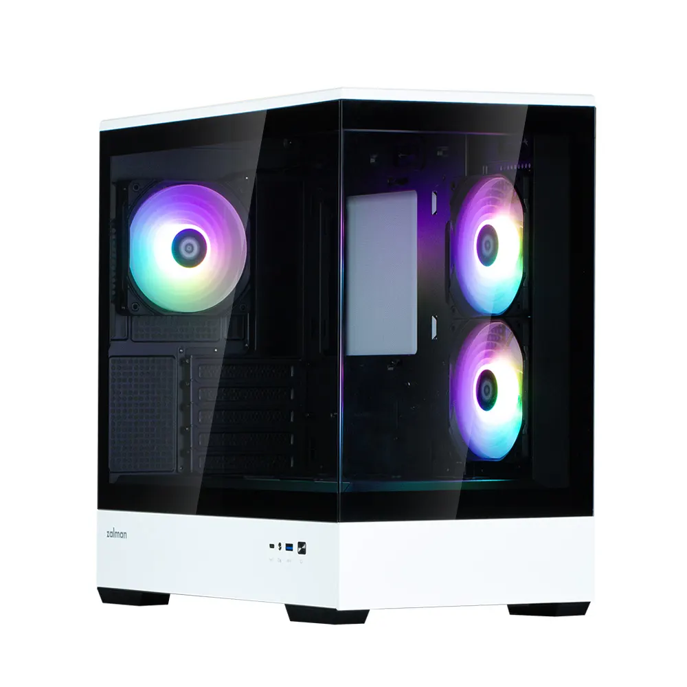ქეისი Zalman PC case P30 without PSU, 1xUSB3.0, 1xUSBType-C, 3x120mm ARGB, VGA 420mm, LCS ready, TG Side Panel, mATX, black/white