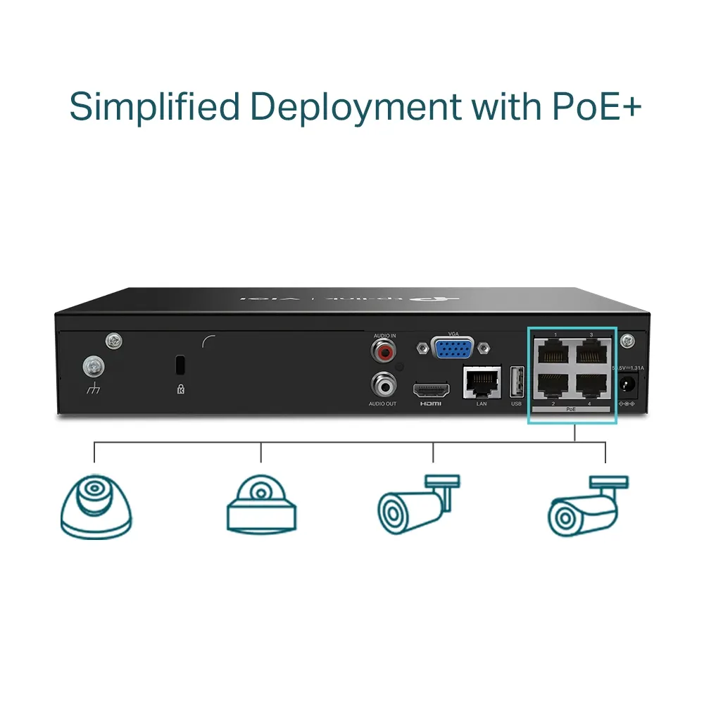 IP კამერა TP-Link VIGI 4 Channel Video Recorder PoE