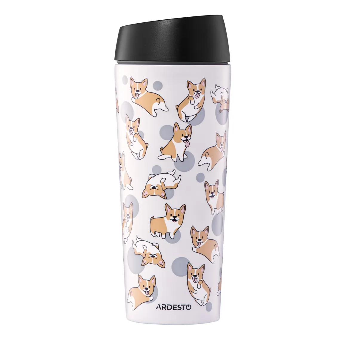 თერმოჭიქა Travel mug ARDESTO Coffee Time Corgi 450ml, stainless steel, grey