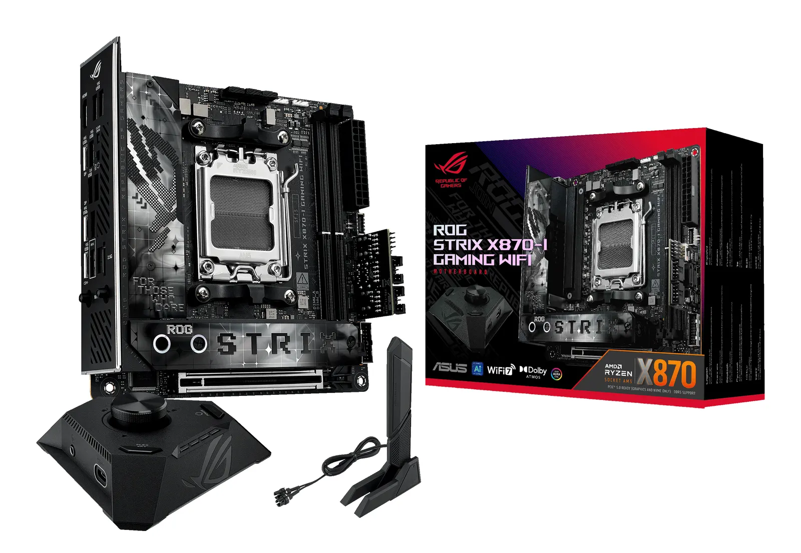 დედაპლატა ASUS Motherboard ROG STRIX X870-I GAMING WIFI sAM5 X870 2xDDR5 M.2 HDMI WiFi BT mITX