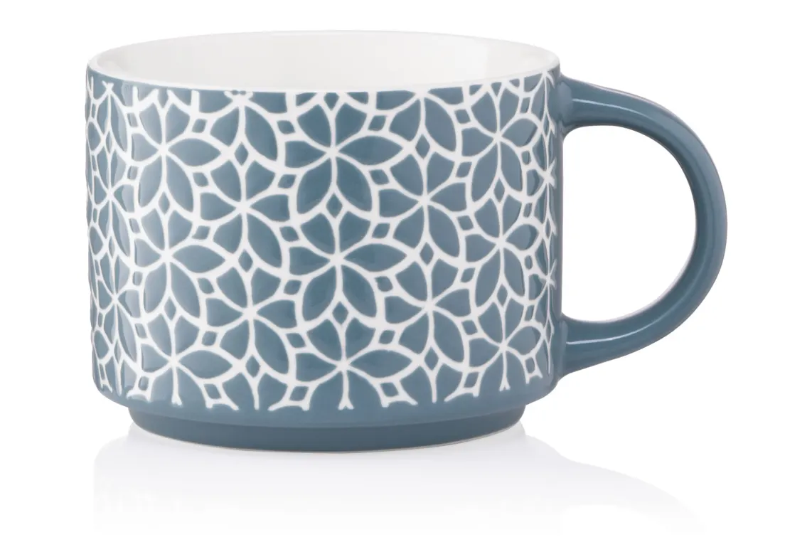 კათხა Mug ARDESTO Weaving D, 330ml, new bone china, blue-white