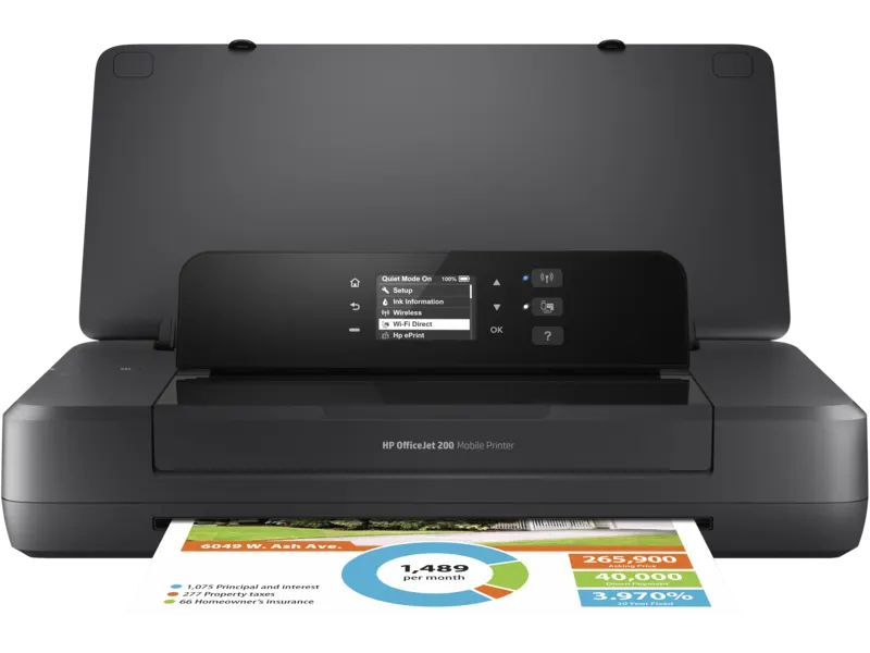 OfficeJet 202 Mobile, HP, Printer, portable, On Battery Color A4 print, USB 2.0; Wi-Fi, N4K99C (HP 651 cartridge).