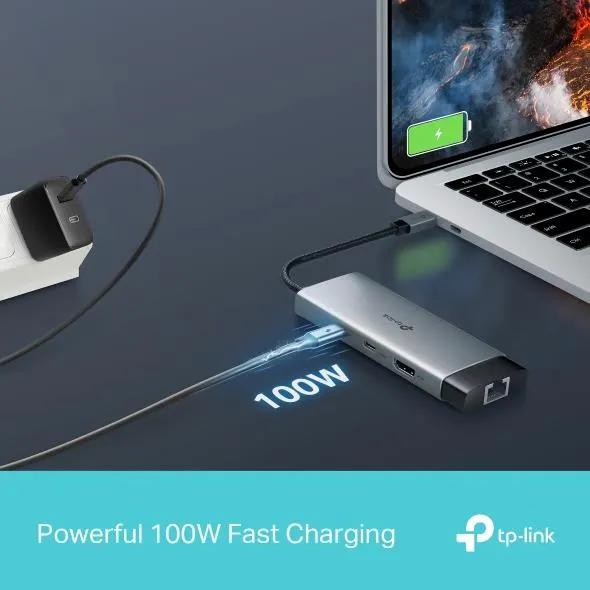 UH6120C, TPLINK, Type C Adapter, USB Type-C 6-Port Hub, K@60Hz HDMI, 1 Gbps ethernet, 100W PD, 1×USB-C Data Ports, 2× USB-A