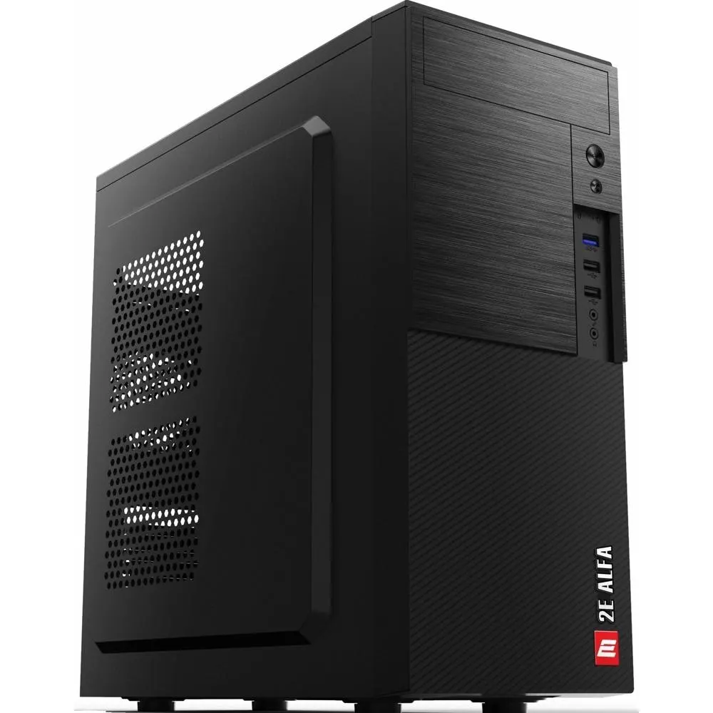 ქეისი კვების ბლოკით 2E-E1903U-400, Computer case 2Е ALFA (E1903U-400) with PSU 2EATX400 MidT,2xUSB2.0,1xUSB3.0 black