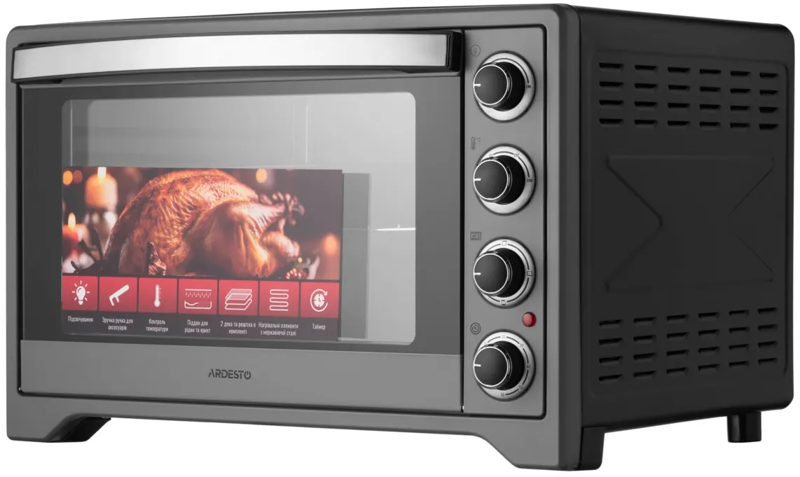 ARDESTO Electric oven , 60L, 2200W, mech., double glass, grey