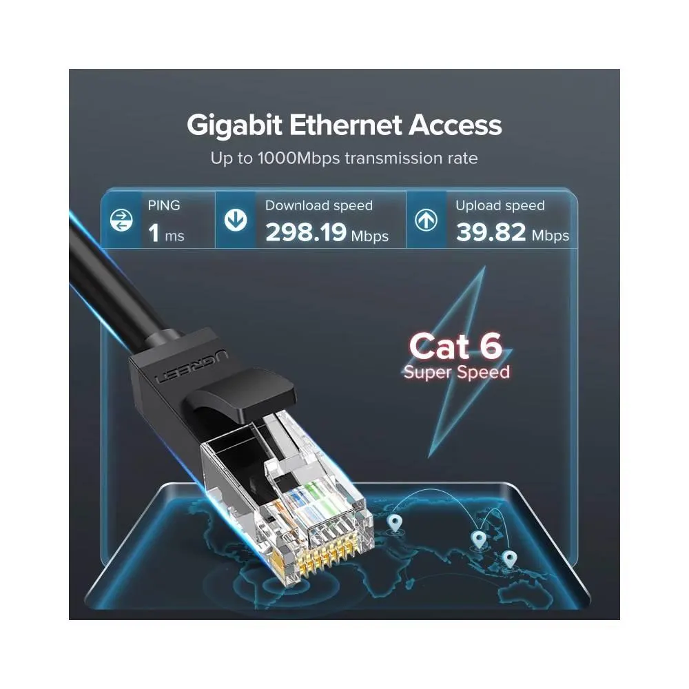 NW102 UGREEN (20165) Cat 6 UTP Lan Cable 15m (Black)