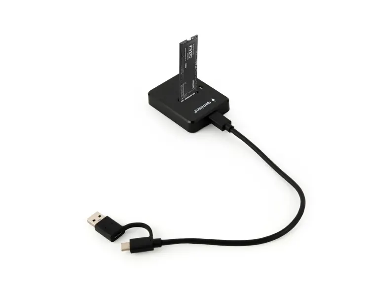 მყარი დისკის დოქ სადგური Gembird DD-U3M2 Desktop USB Type-C M.2 SATA & NVME SSD drive docking station black