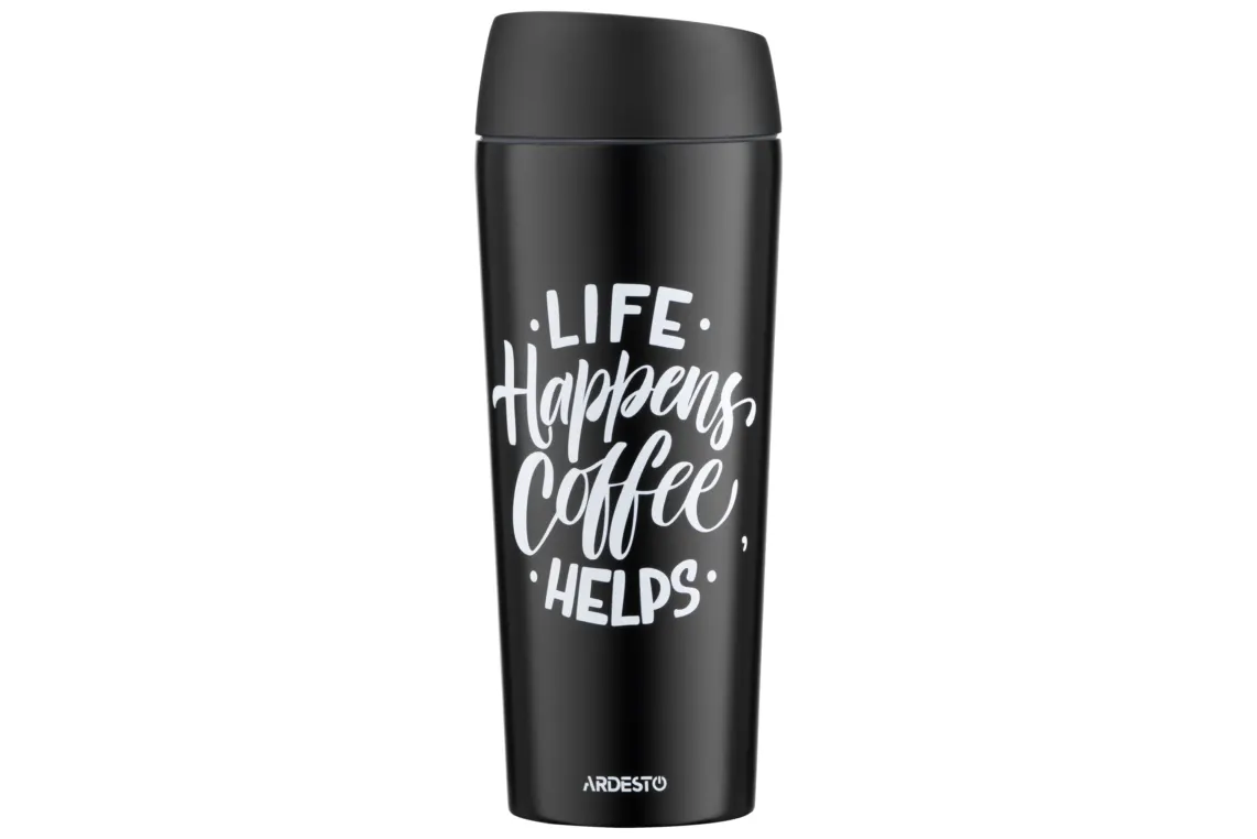 Ardesto Travel mug Coffee Time, 450ml, stainless steel, black