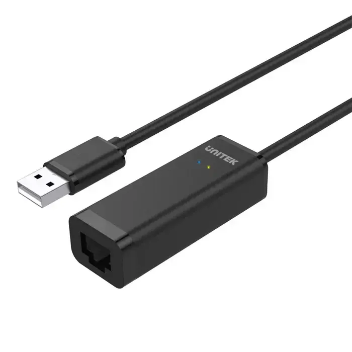 Y-1468, UNITEK, USB Adapter, USB2.0 to 10/100Mbps Ethernet Adapter, With LED Indicator, Black.