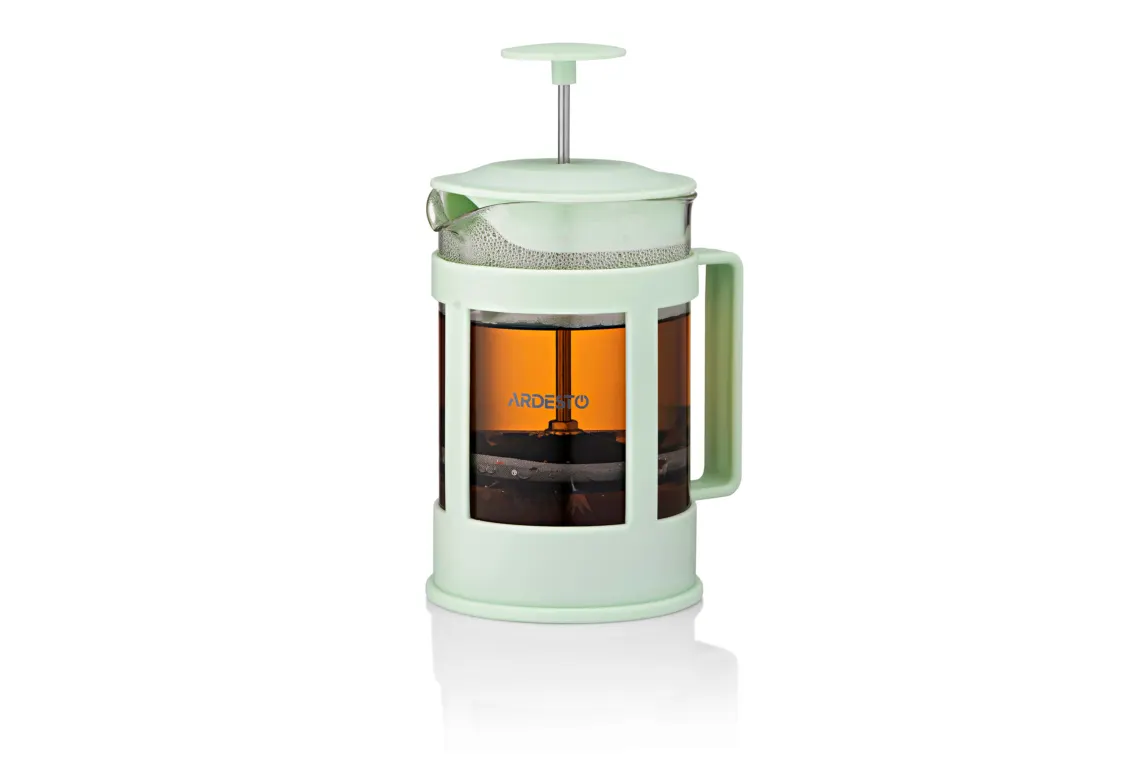 ჩაიდანი Ardesto French press Fresh, 800ml, borosilicate glass, plastic, transparent, light green