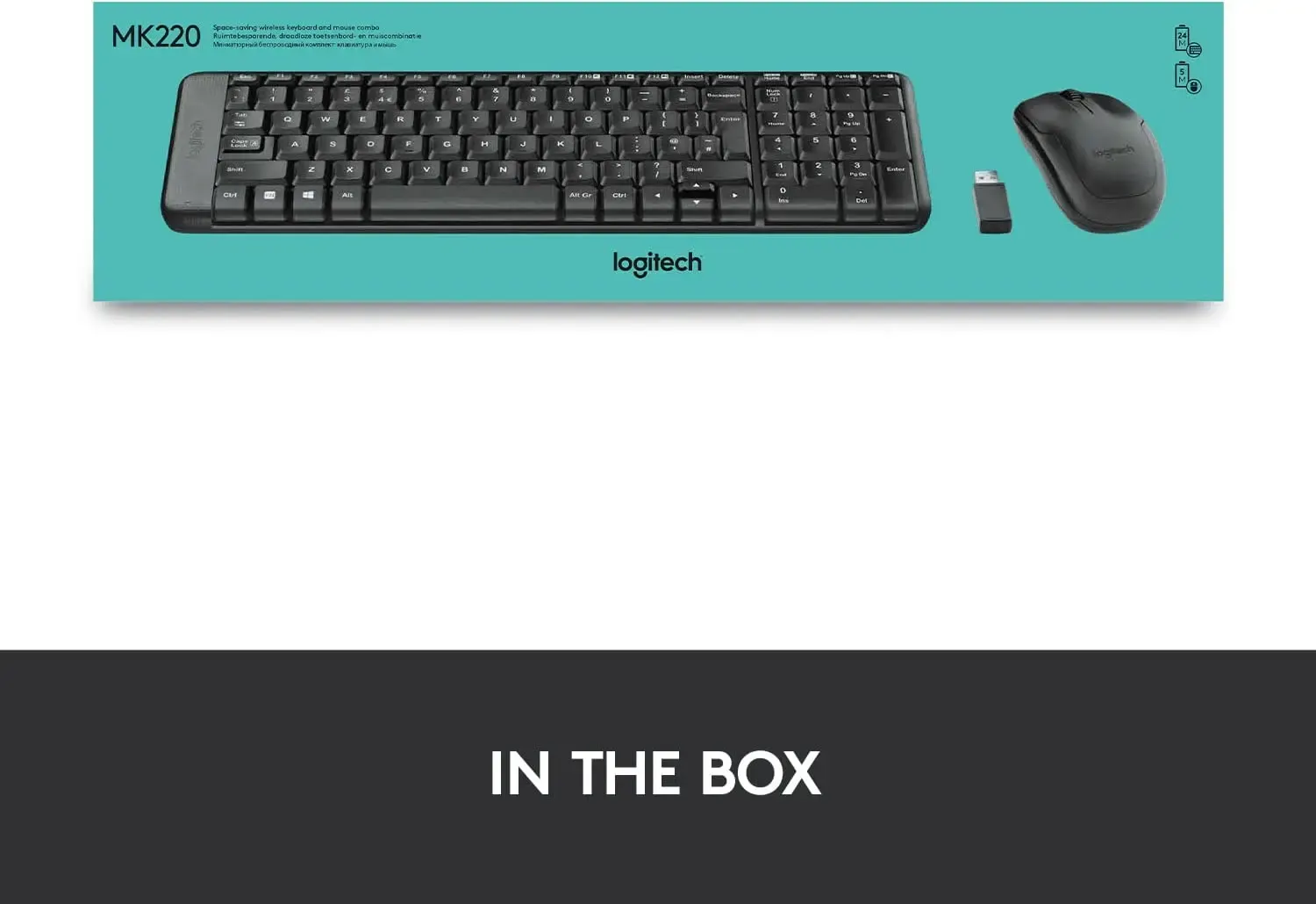 MK220, LOGITECH, Keyboard, Wireless, Combo, EN/RU, BLACK.