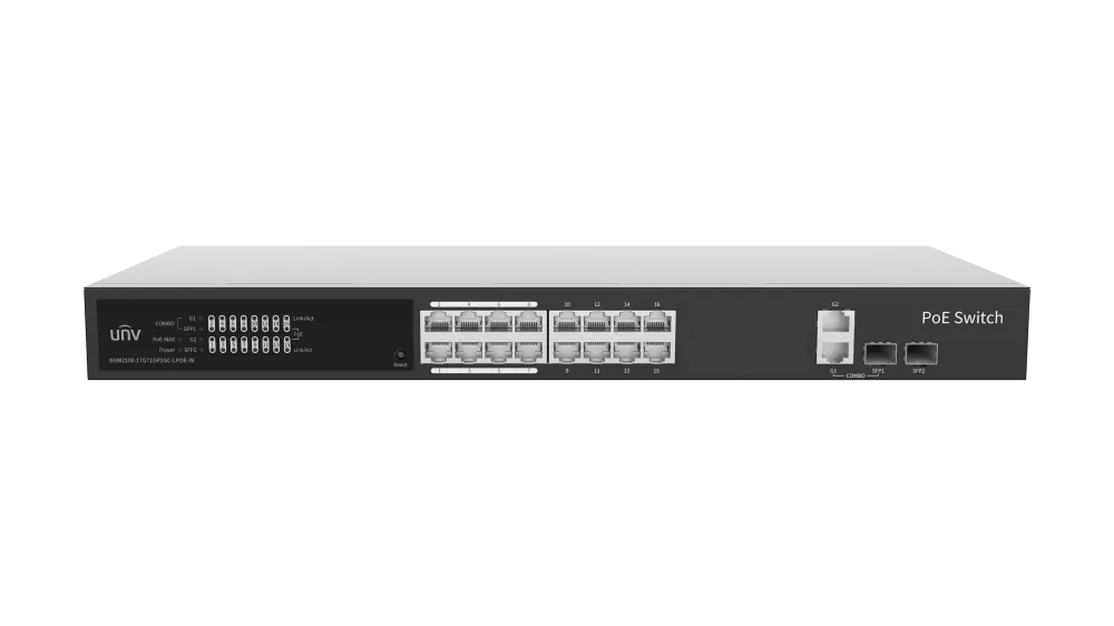 მართვადი PoE სვიჩი - 16P GE af/at, 1S, Uniview NSW2100-17GT1GP1GC-LPOE-IN
