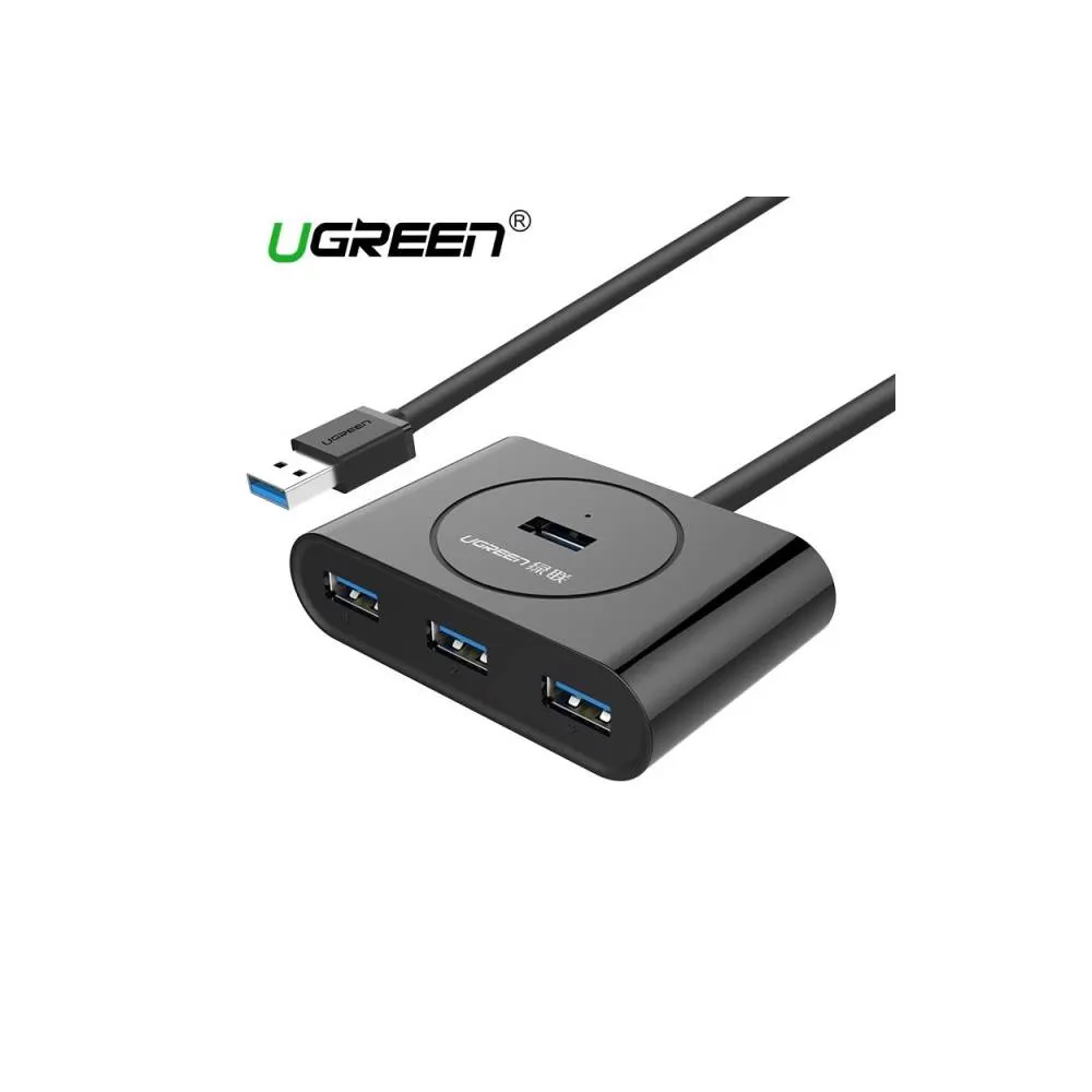 USB ჰაბი UGREEN CR113 (20291) NEW USB 3.0 4 Ports Hub with 2.0 OTG Black 1M