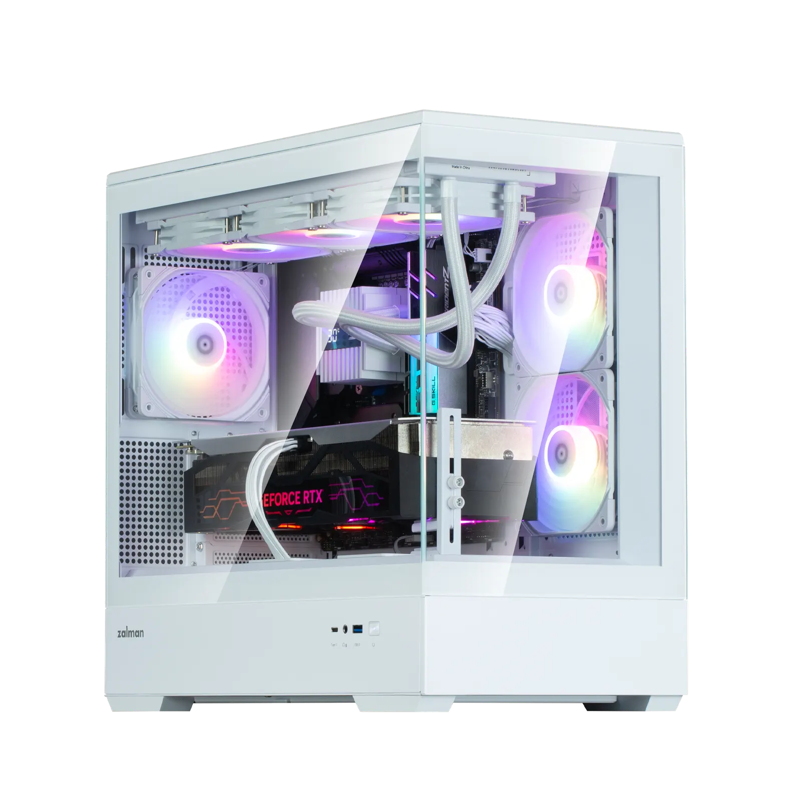 ქეისი Zalman Computer case P30 White V2, without PSU, 1xUSB3.0, 1xUSB Type-C, 3x120mm ARGB, TG Front/Side Panel, mATX, White