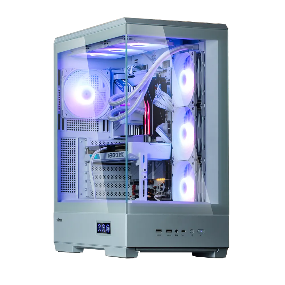 ქეისი Zalman PC case P50 DS without PSU, 2xUSB3.0, 1xUSBType-C, 4x120mm ARGB, VGA 435 mm, LCS ready, TG Side Panel, ATX, white