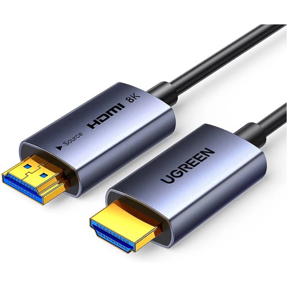 ვიდეო კაბელი UGREEN HD183 (55509), 8K, Fiber Optic HDMI To HDMI Cable, 40m, Grey/Black