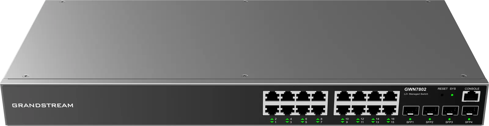 სვიჩი Grandstream GWN7802, Enterprise Layer 2+ Managed Network Switch, 16-ports Gigabit Ethernet, 4-SFP, Desktop, wall-mount, or rack-mount