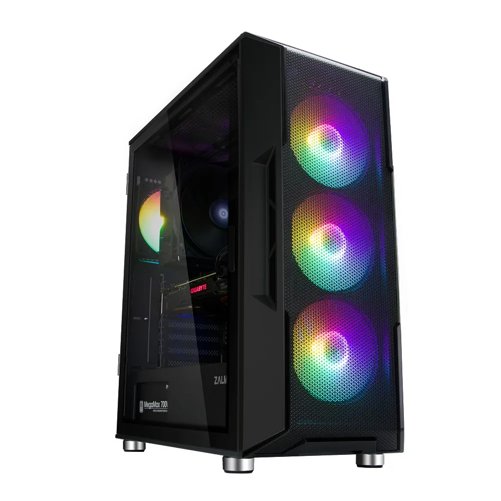 Zalman PC case I3 Neo TG without PSU, 1xUSB3.0, 2xUSB2.0, 4x120mm ARGB, VGA 355mm, LCS ready, TG Side/Front Panel, ATX, black