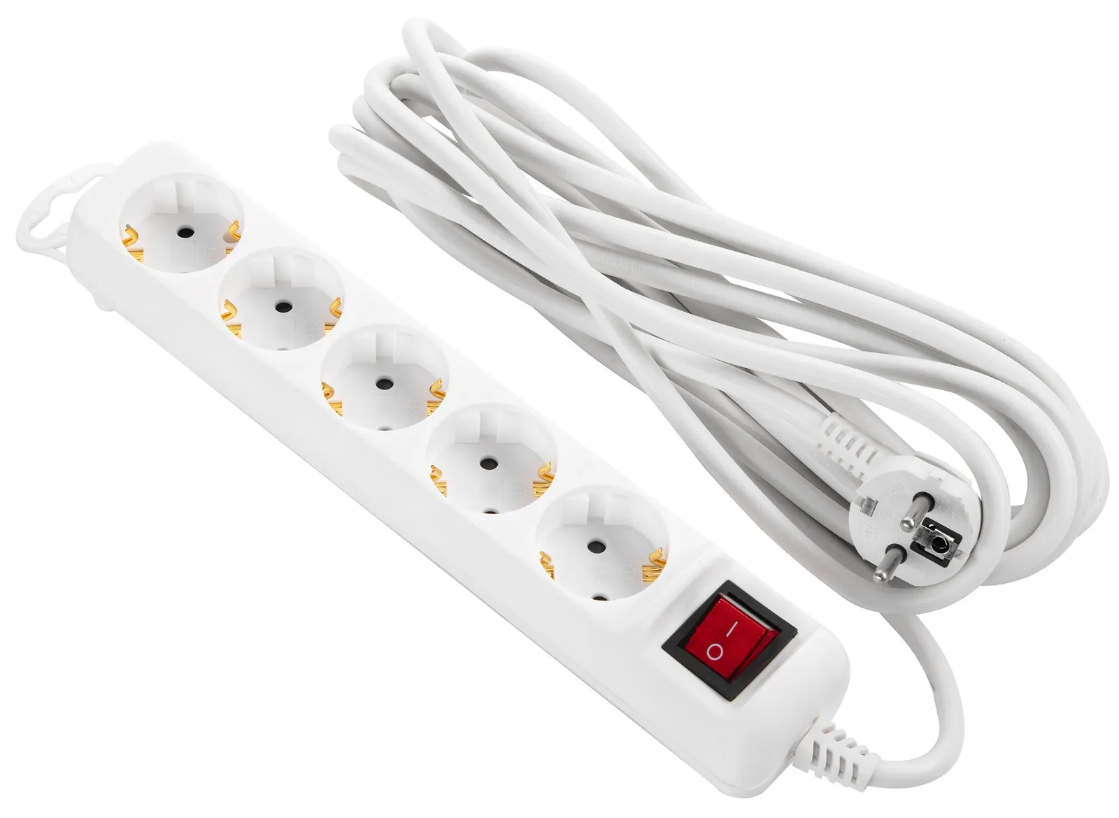 დამაგრძელებელი Power strip 2E 5XSchuko switch, 3G*1.5mm2, 5m, white