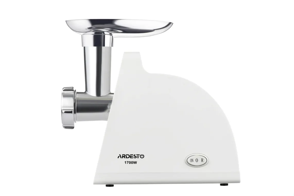 ხორცსაკეპი მანქანა Ardesto meat grinder, 1700W, 1.6kg/min, 2 cutting plates, sausages nozzle, plastik, white