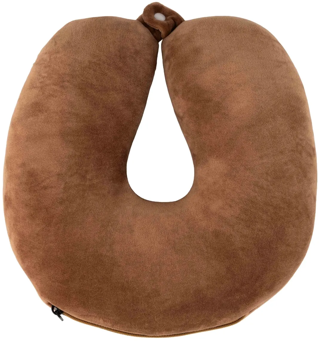 კისრის ბალიში ARDESTO Zip & Flip Neck pillow Travel Cute Dog 30x30cm, polystyrene beads, brown