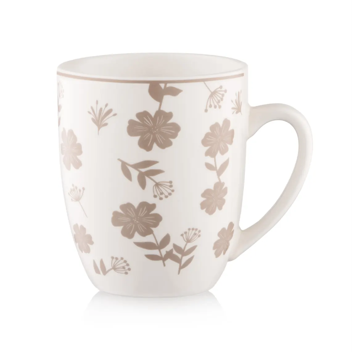 კათხა Set of mugs ARDESTO Ravenna 4pcs, 360ml, porcelain, white-beige