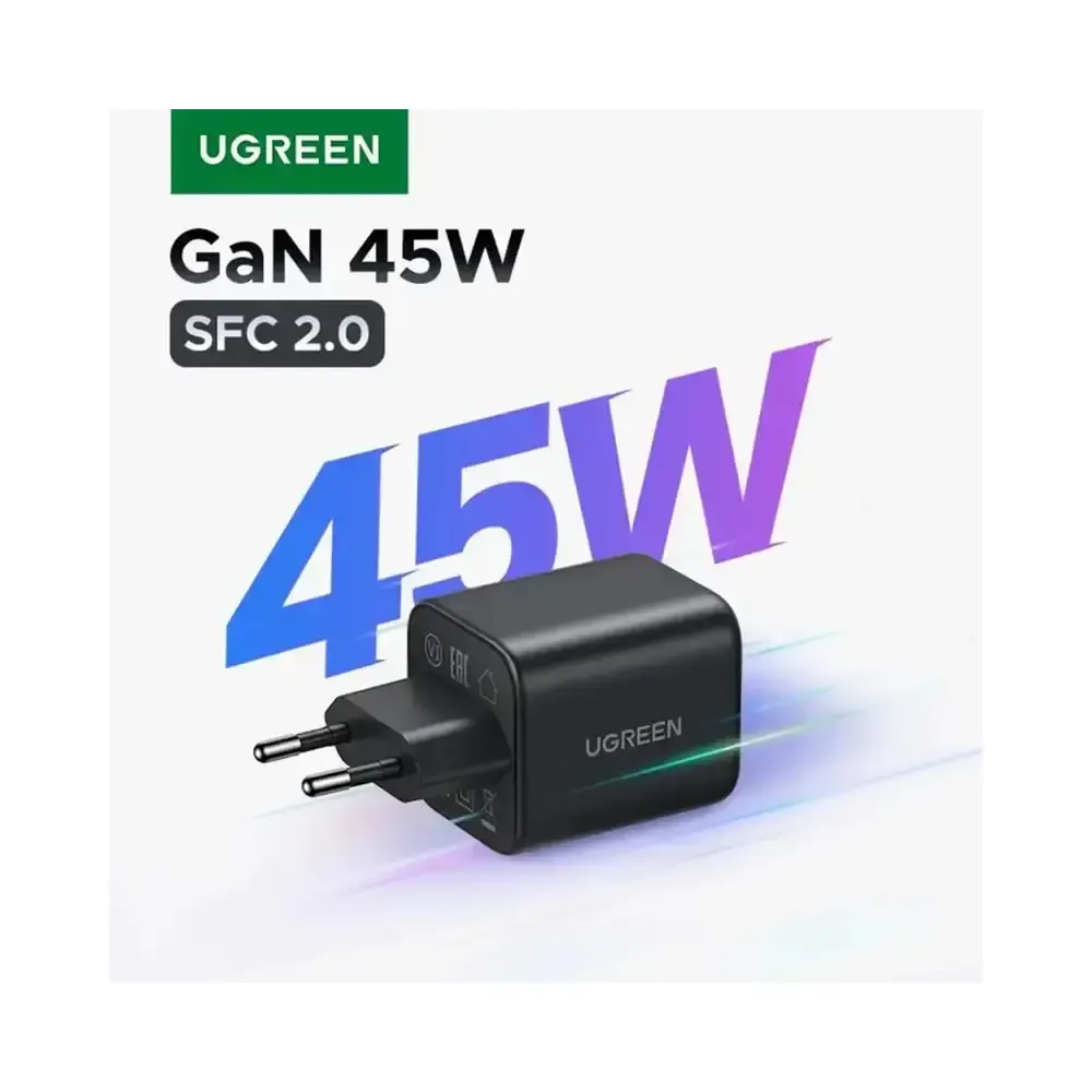 UGREEN X524 (65054), 45W, Type-C, GaN Fast Charger Set, Black