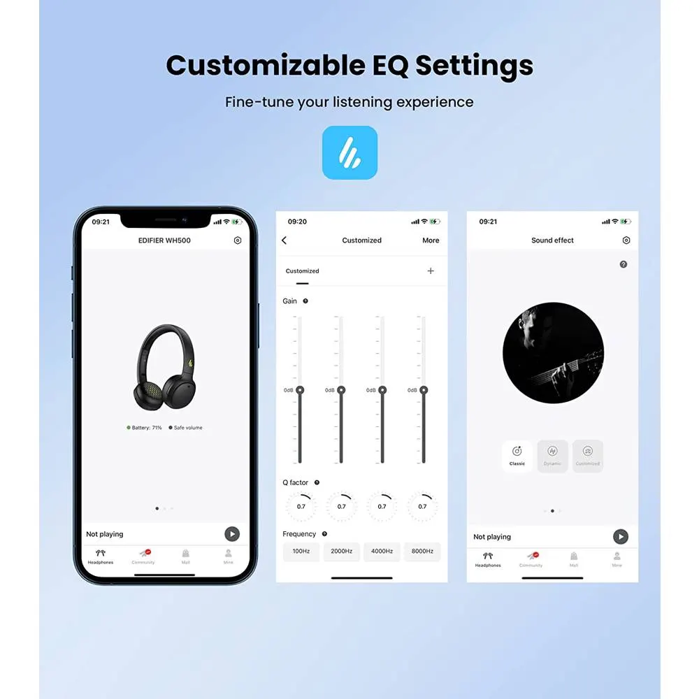 Headphones Edifier WH500BL, Headset, Wireless, Bluetooth, Black