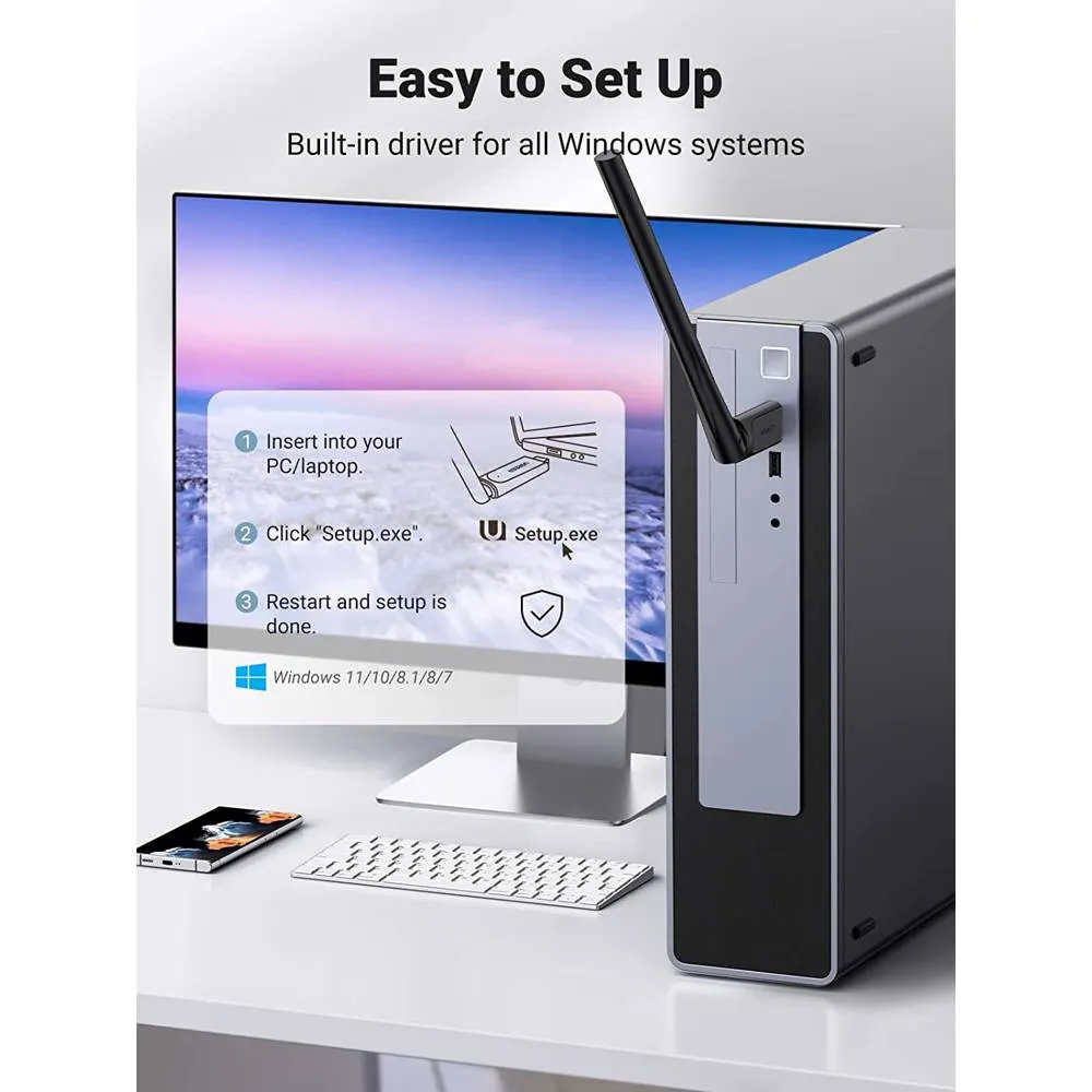 Wifi ადაპტერი UGREEN CM496 (90339), Wifi Adapter, Black