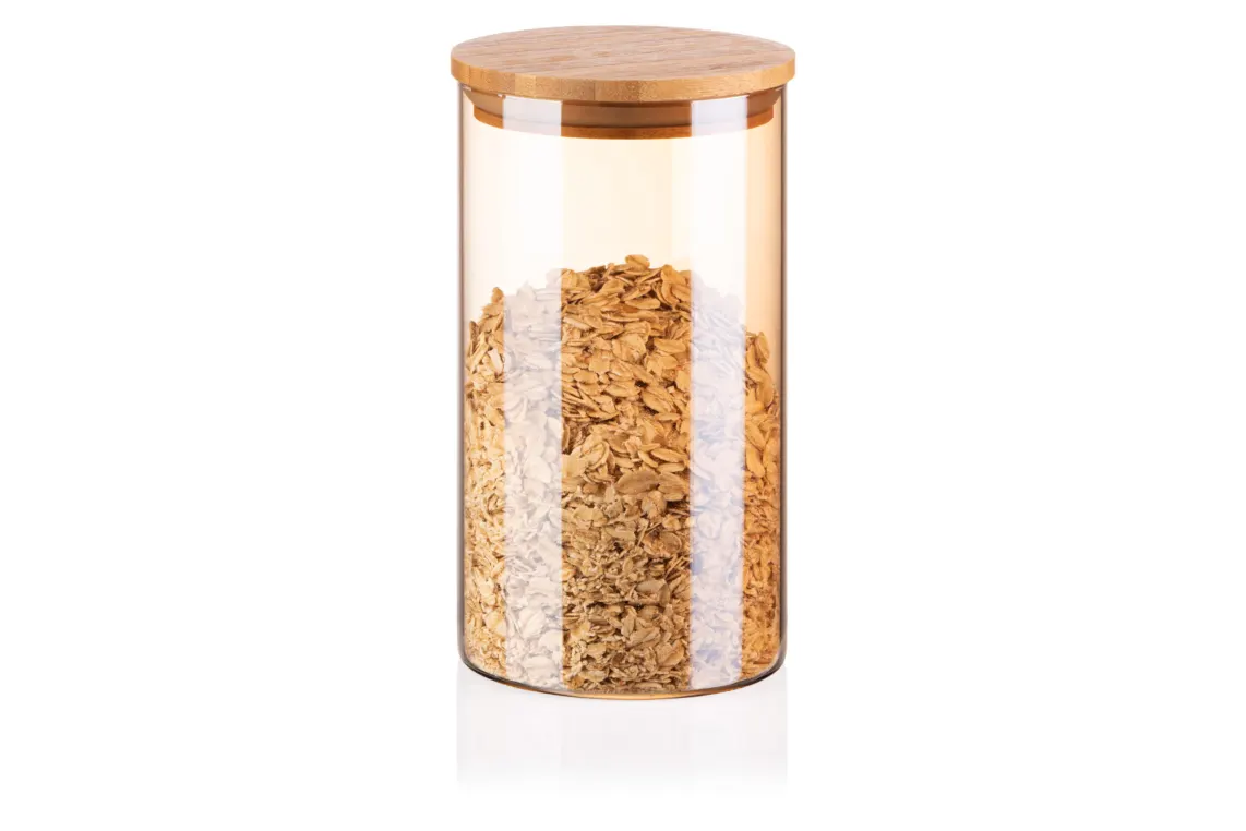 შუშის ქილა Ardesto Jar Golden Moon, 760ml, glass, bamboo, round, golden
