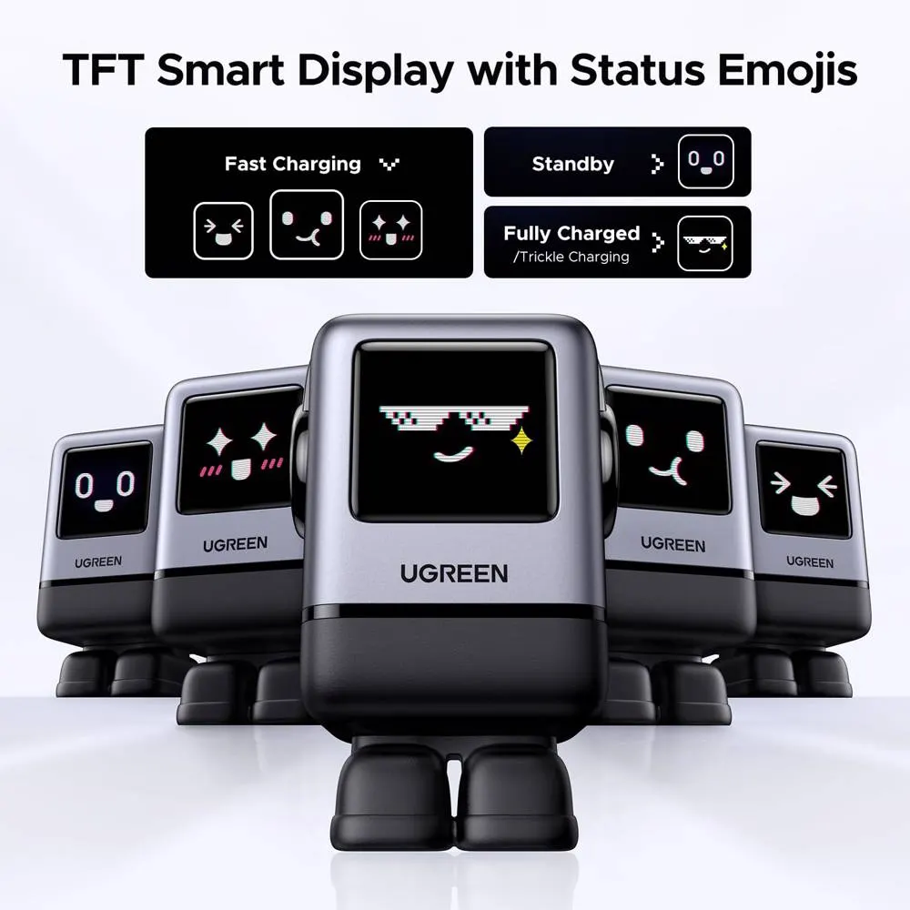 მობილურის დამტენი UGREEN X688 (45515B) Nexode Uno RobotGaN, 100W, USB, Type-C, Phone Charger, Grey