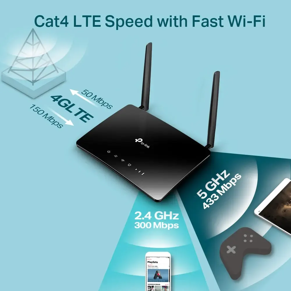TP-Link, Archer MR202, AC750 Wireless Dual Band 4G LTE Router