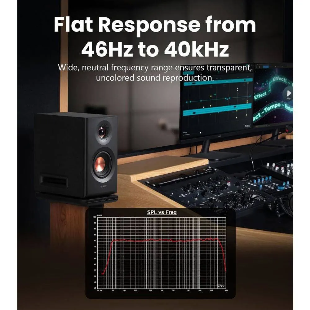 დინამიკი Edifier MR5, 110W, XLR, 6.35 mm TRS, RCA, AUX, Tri-amped Powered Studio Monitor Speakers, Black