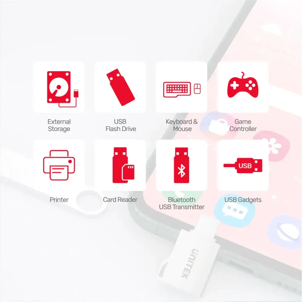 A1025GNI, UNITEK USB-C Male To USB-A Female Adapter 5Gbps, Silver OTG