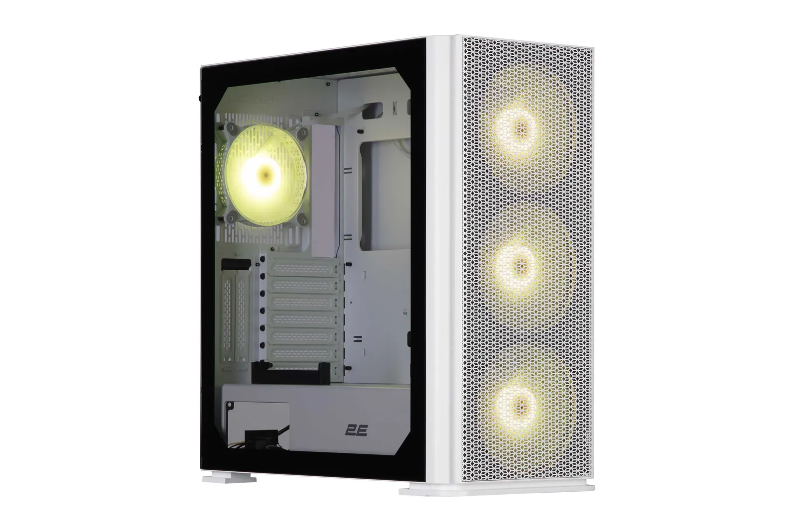 ქეისი 2E GAMING PC case Vertex GI01W without PSU, 2xUSB3.0, 1xUSBType-C, 3x140mm ARGB, 1x120mm ARGB, VGA 380mm, LCS ready, controller with remote, TG Side Panel, EATX, white