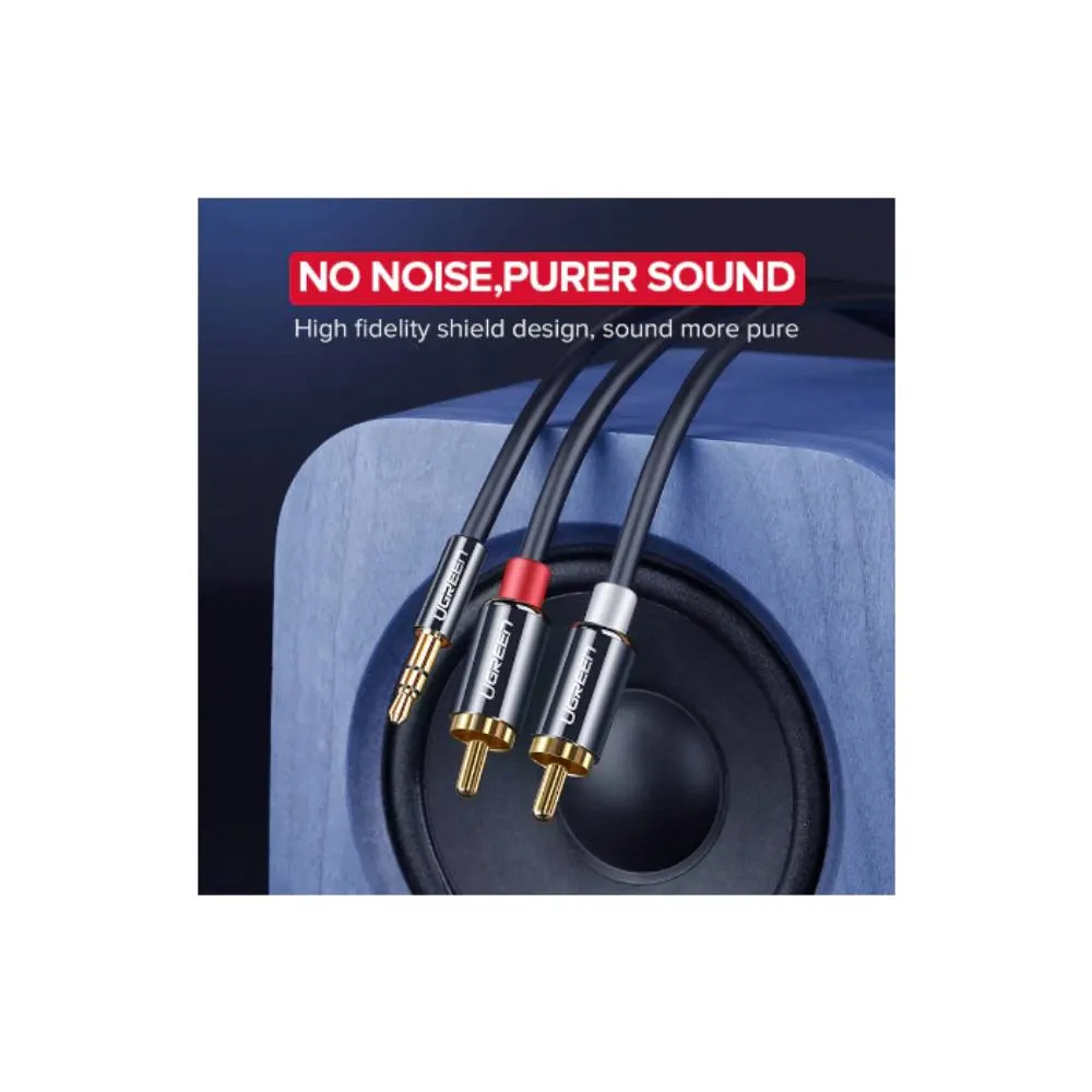 UGREEN AV116 (10590), 3.5mm Male To 2Rca Male Cable, 3m, Black