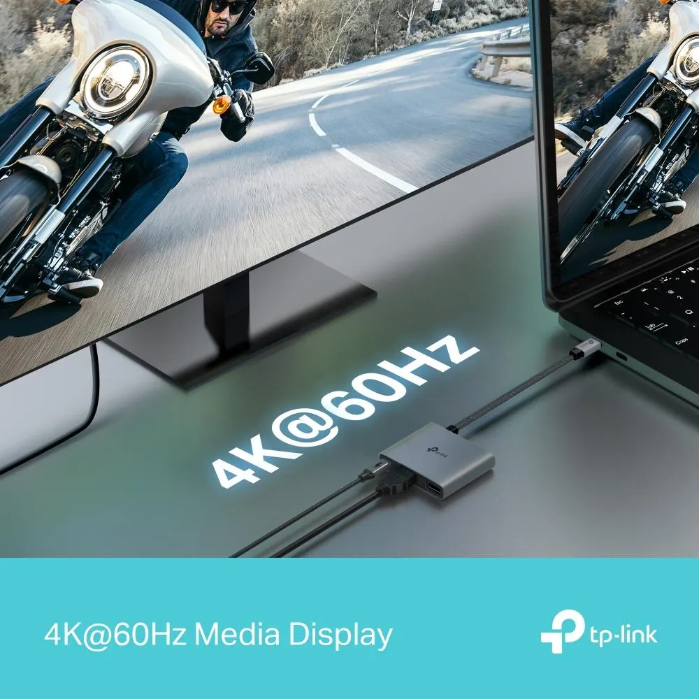 UH3020C, TPLINK, Type C Adapter, Type-C to 4K@60Hz HDMI, 100W Power Delivery, 1× USB-A.