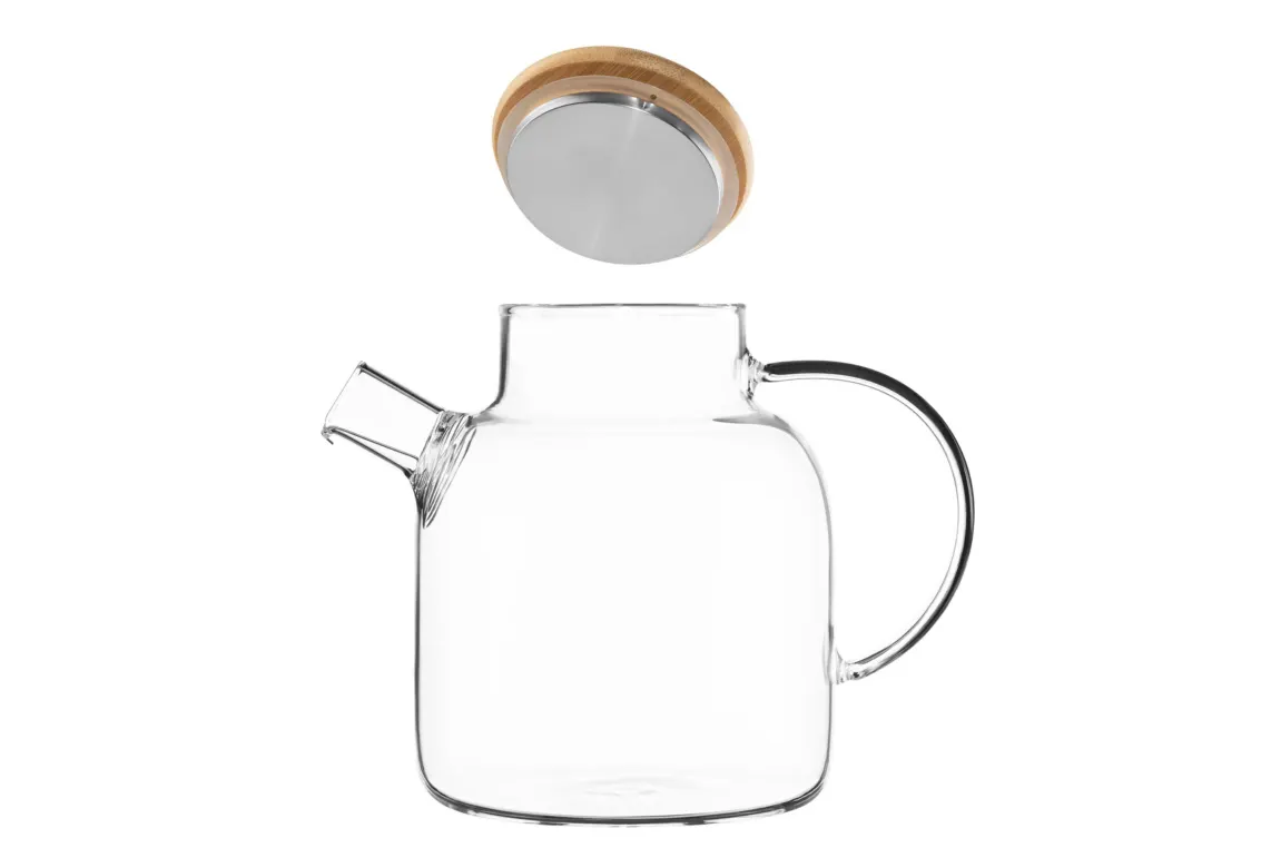 ჩაიდანი Ardesto Teapot Gemini 1500ml, borosilicate glass, bamboo, transparent