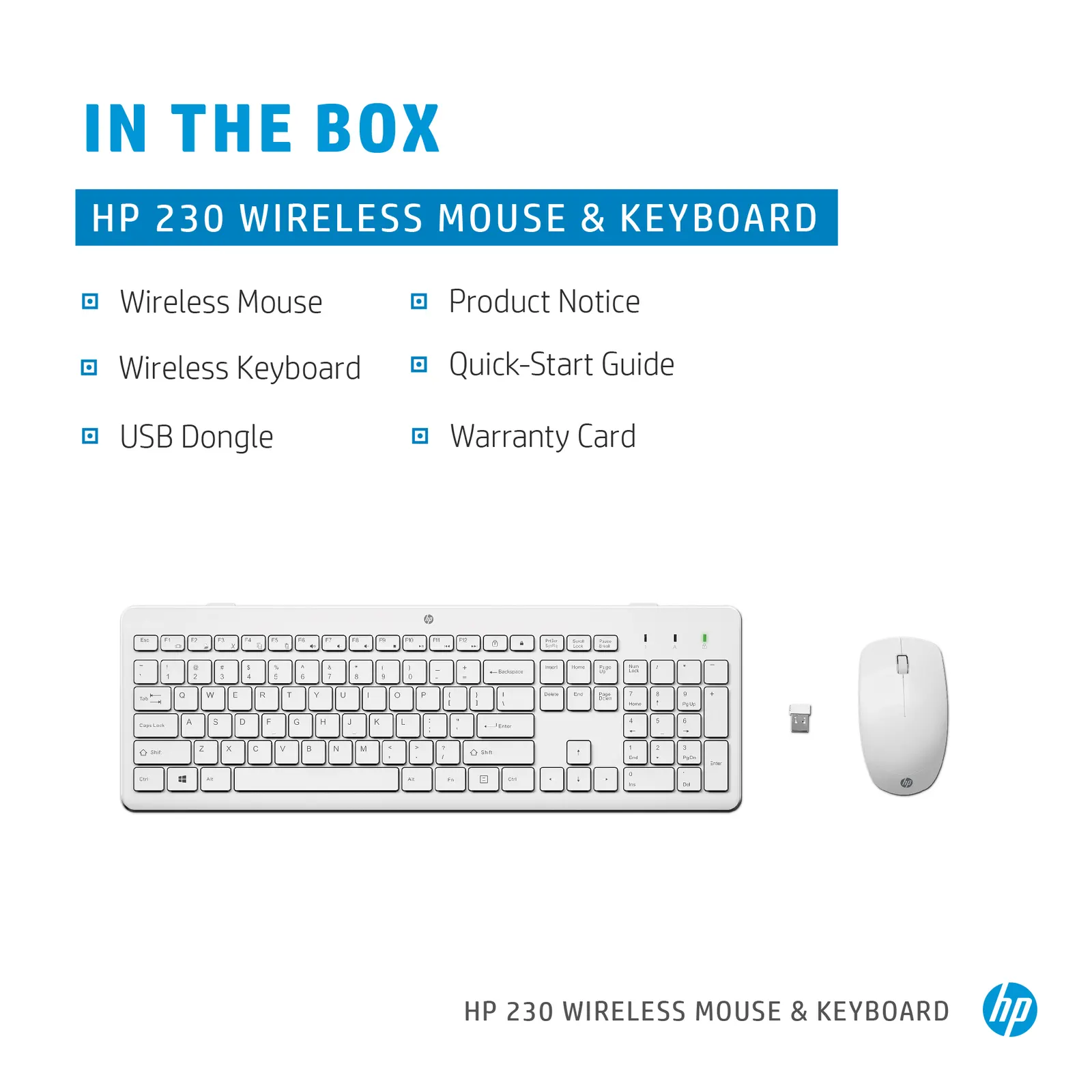 HP 230 Wireless Mouse and Keyboard Combo White RUSS