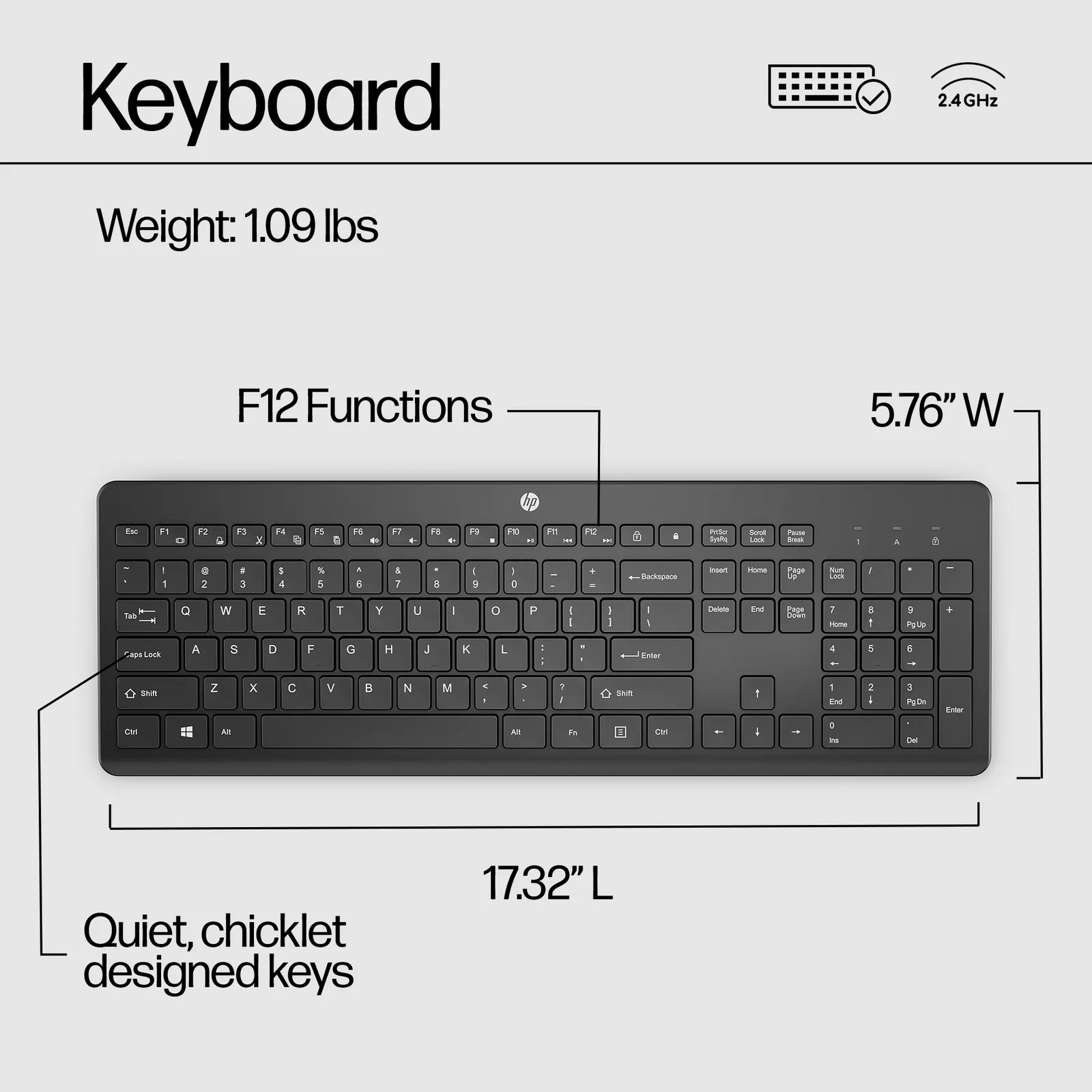კლავიატურა HP 230 Wireless Black