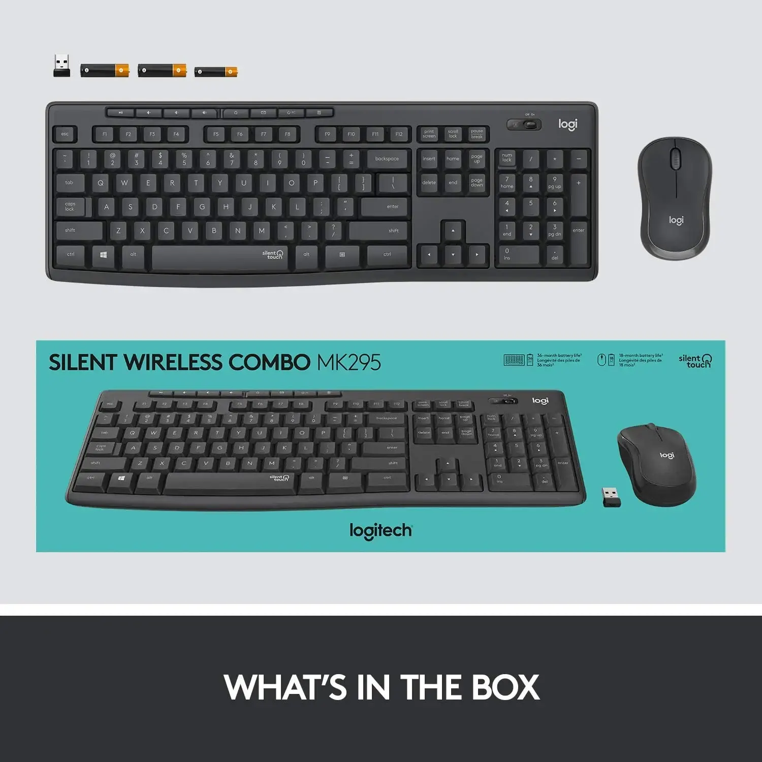 logitech, MK295, Keyboard + Mouse (EN/RU) (Combo) Black