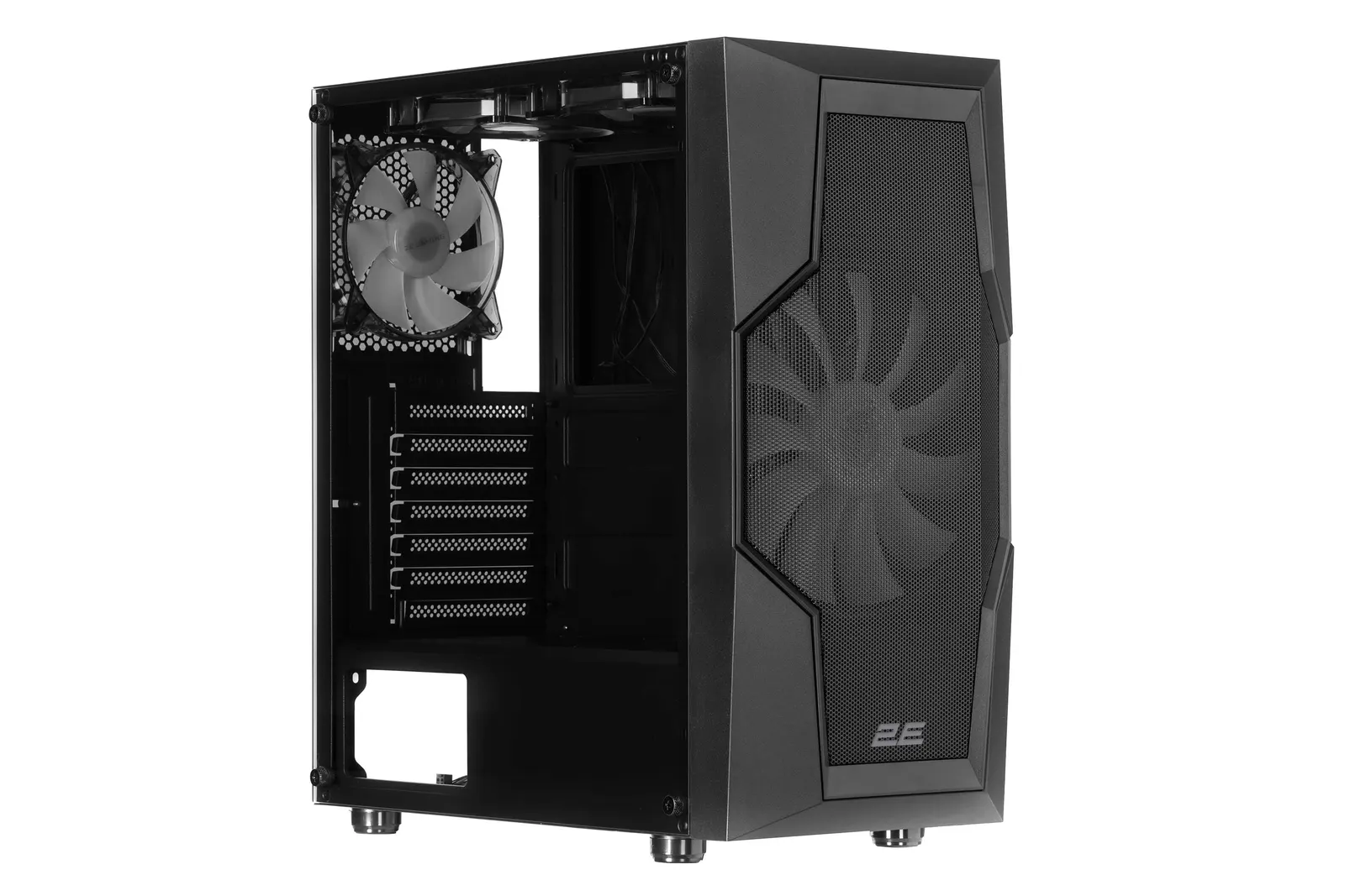ქეისი 2E GAMING Computer case TURBO (G2057B) , MidT, 2xUSB2.0,1xUSB3.0, 1x200+3x120ARGB,TG (side panel),without PSU,black